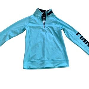 VS Pink 1/4 zip pullover. Size M. Fleece inside. NWT